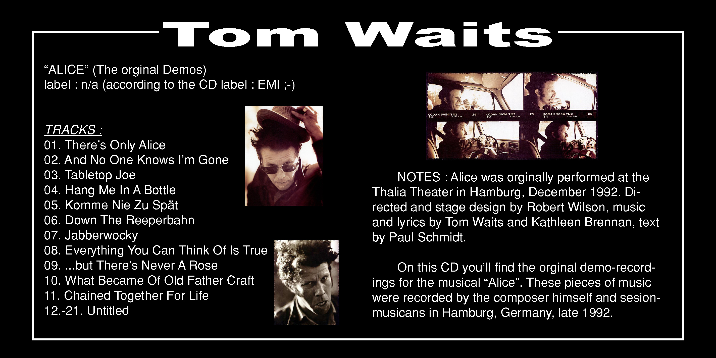 Tom Waits, Alice Demos.